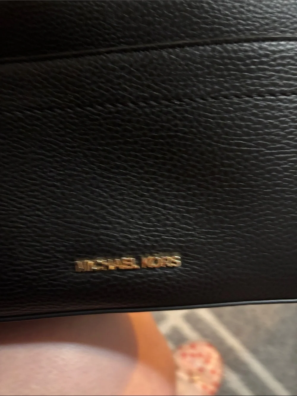 Michael Kors Black Leather Messenger Bag with Branded Strap